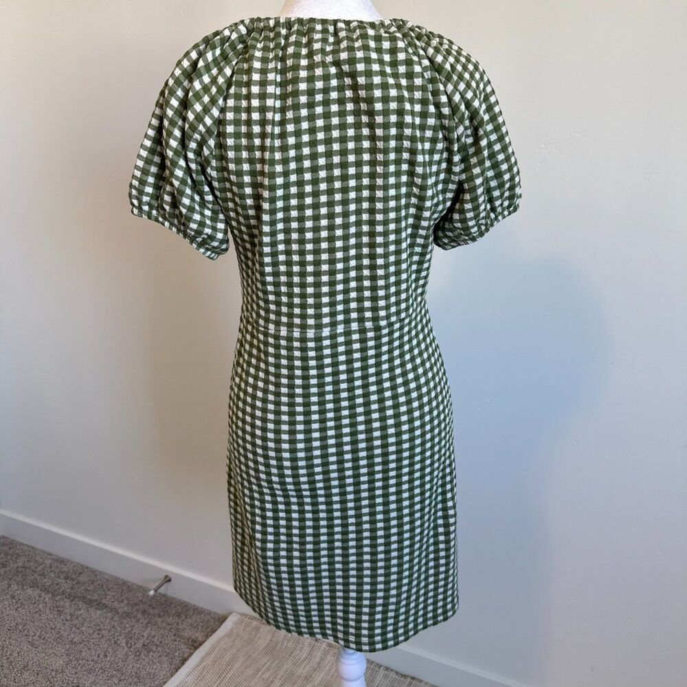Madewell Jacquard Puff-Sleeve Mini Dress Gingham Check Womens Size S - Picture 5 of 13